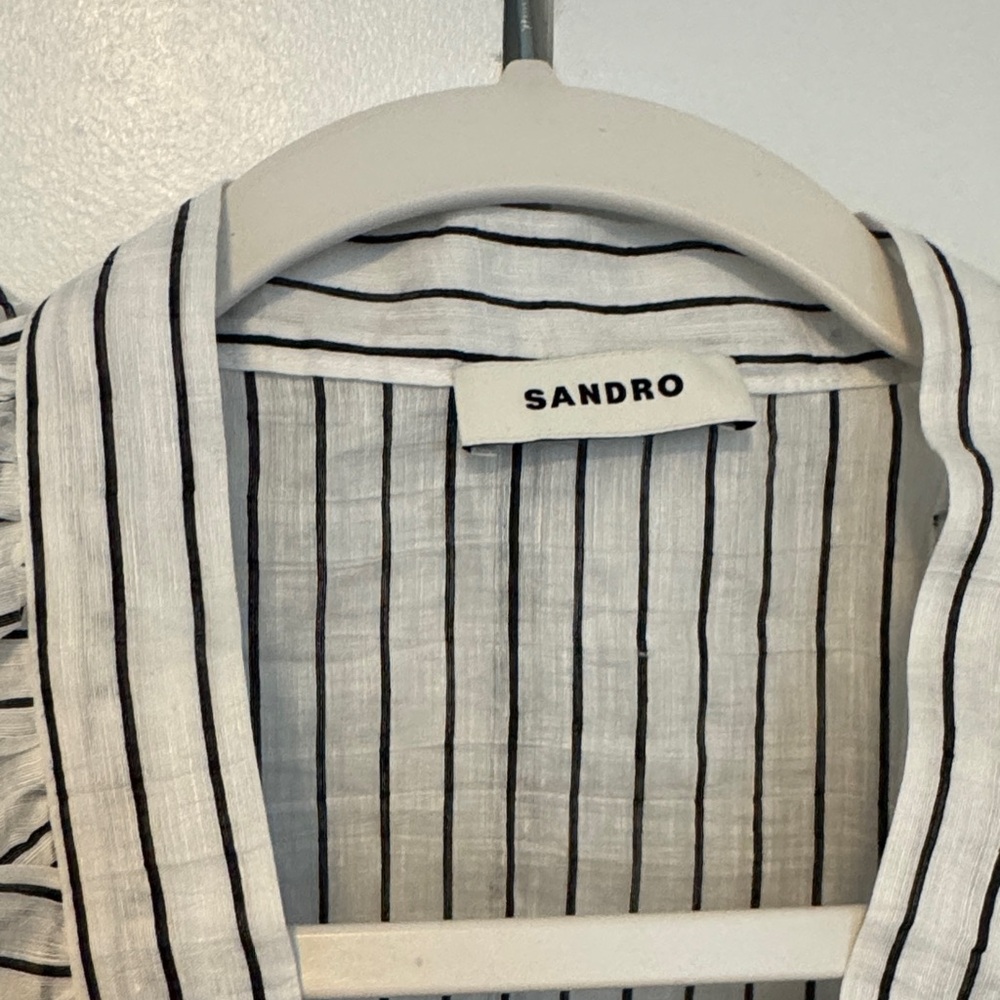 Sandro Paris Striped Ruffle Blouse — Effortless Parisian Chic - Picture 2 of 4